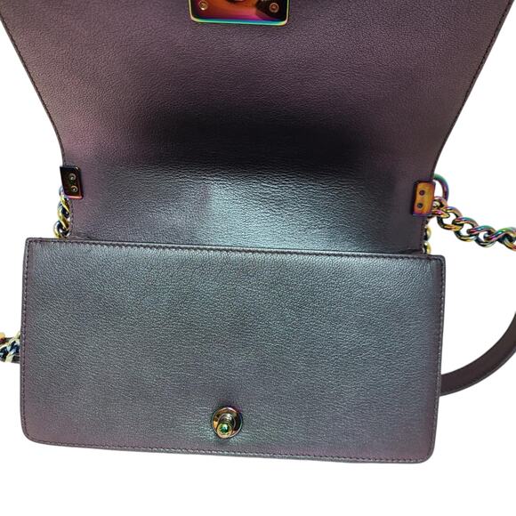 Chanel Purple Mermaid Boy Bag 16C Iridescent Old Medium Classic Quilted Flap CC - Picture 15 of 16